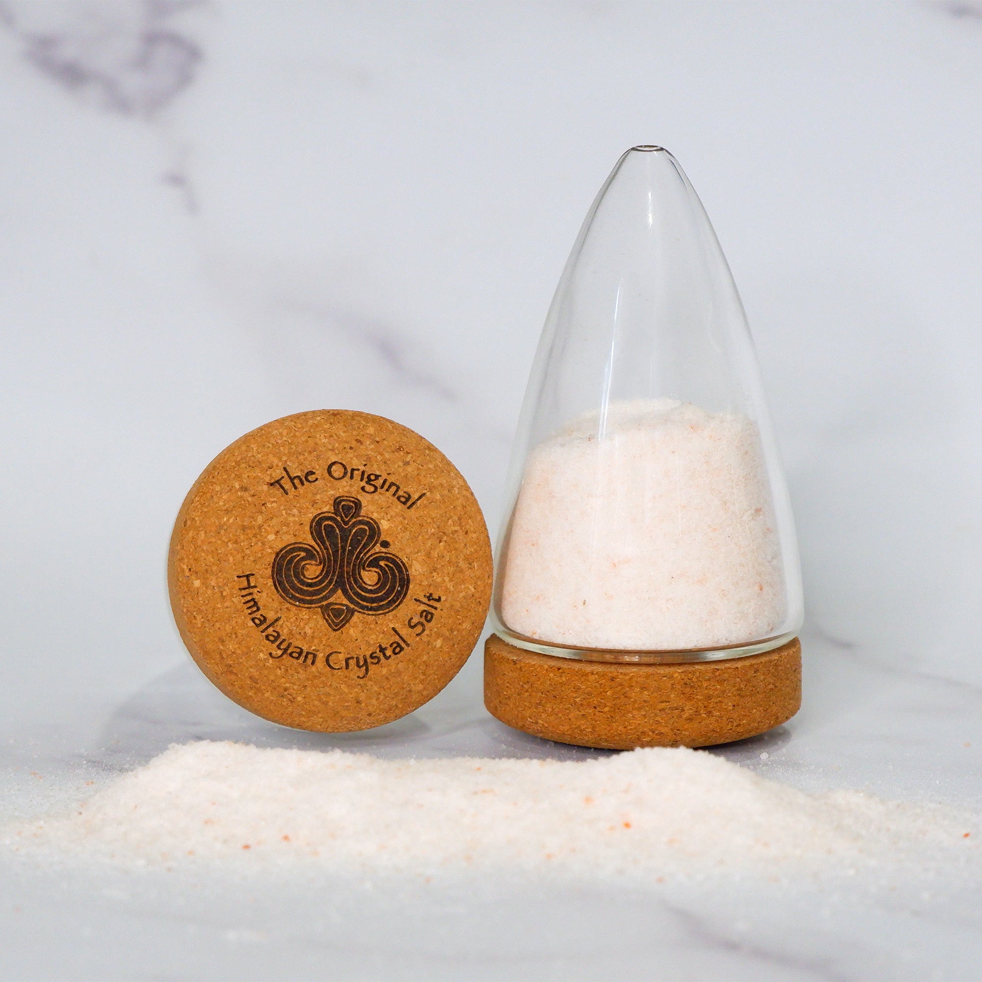 Glass salt shaker with cork lid Original Himalayan Crystal Salt