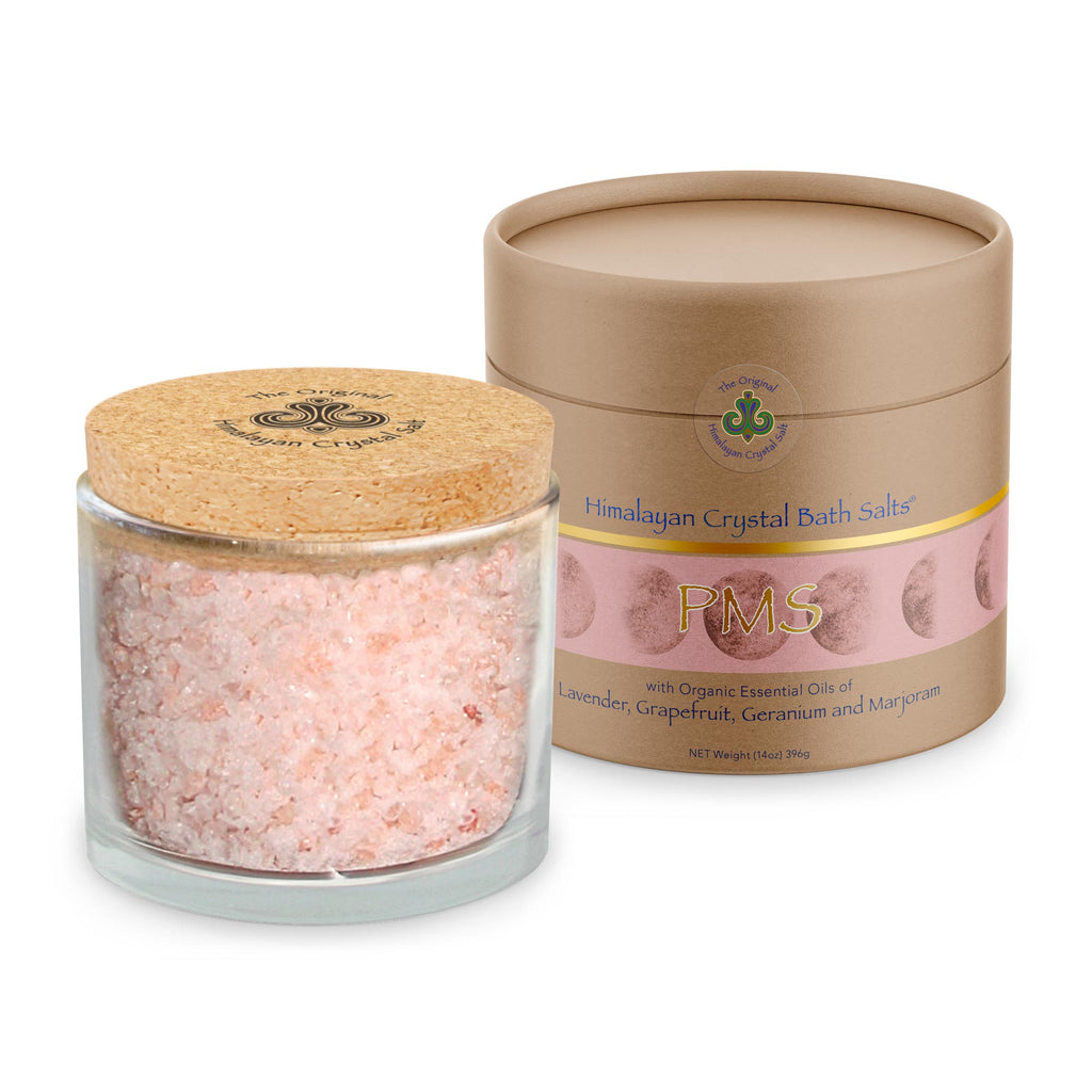 These Original Himalayan Crystal bath salts with 100% organic lavender, grapefruit, germanium, and marjoram essential oils bring your "me time" to a whole new level.   Designed specifically for indulgent self-care during the time of the month that you may not be feeling at your best but can be enjoyed at any time of your cycle.  The scents of lavender, grapefruit, germanium, and marjoram provide an uplifting and calming experience while helping to soothe aches as you soak your worries away. 