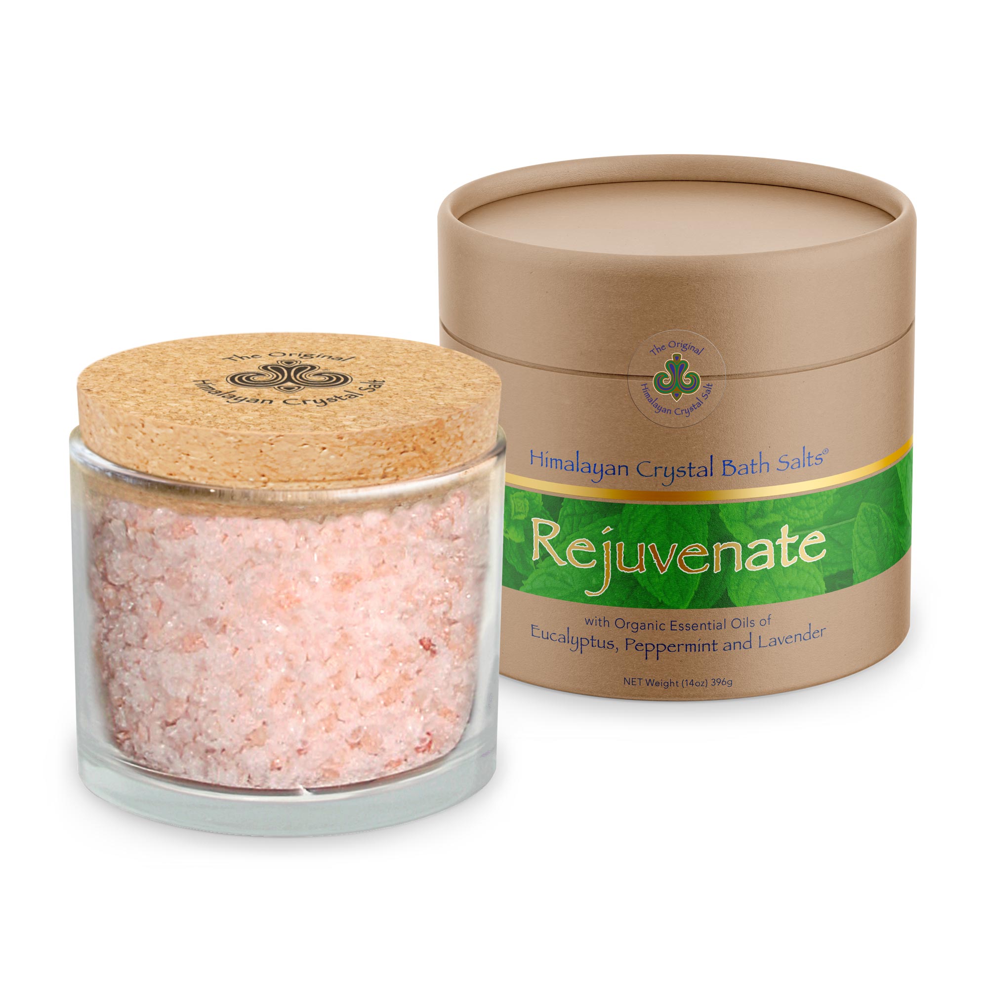 Rejuvenate with this pure bath salt blend of 100% organic eucalyptus, peppermint, and lavender essential oils.  This renewing scent helps soothe tight muscles, ease tension, and provides a deeply invigorating experience. 